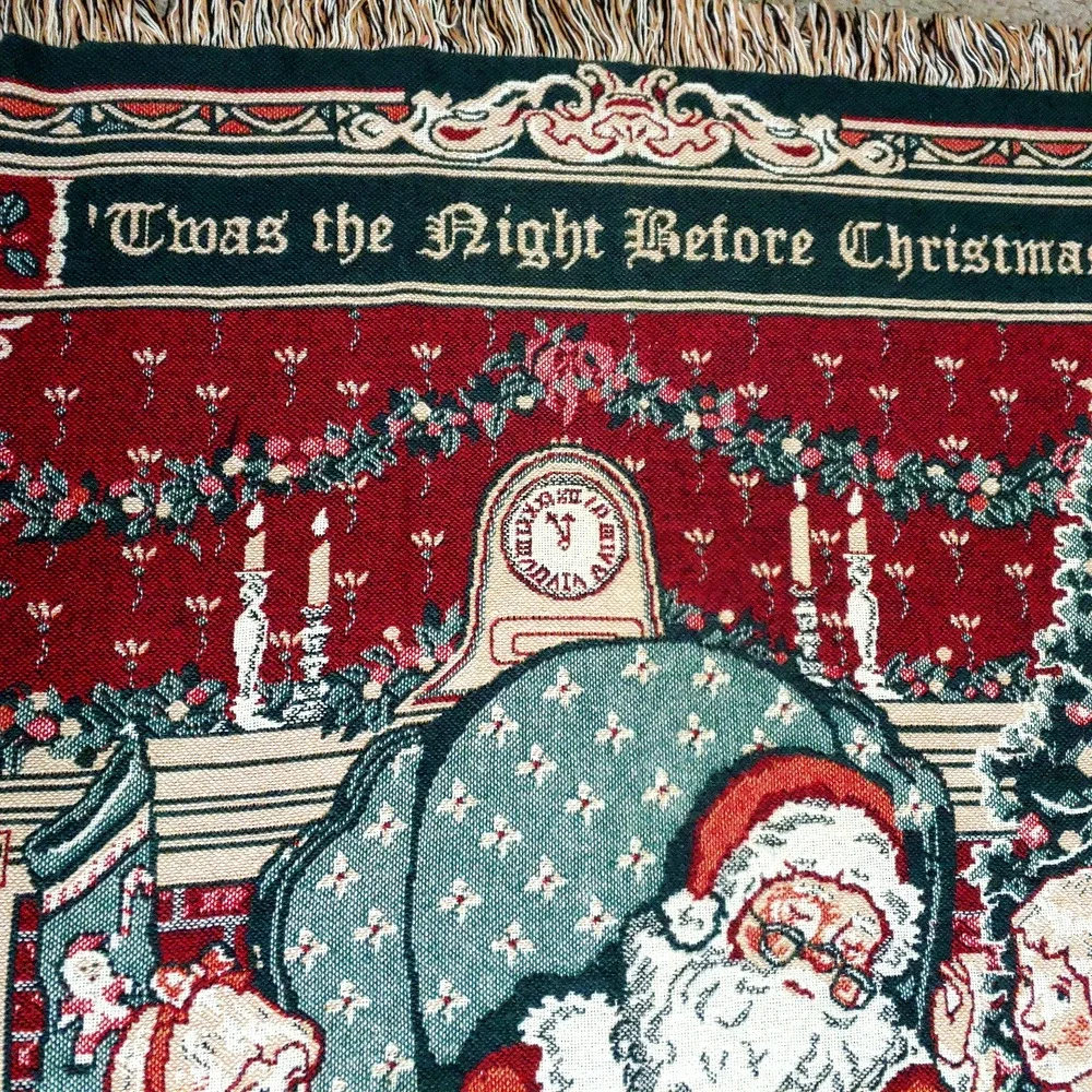 Holiday Tapestry Throw Blanket-Wall‎ Hanging-Night Before Christmas-Whiteaker